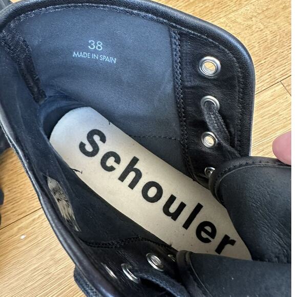 Proenza Schouler The City Combat Boots size EU 38 Black NEW Lug Sole Leather - Picture 5 of 10